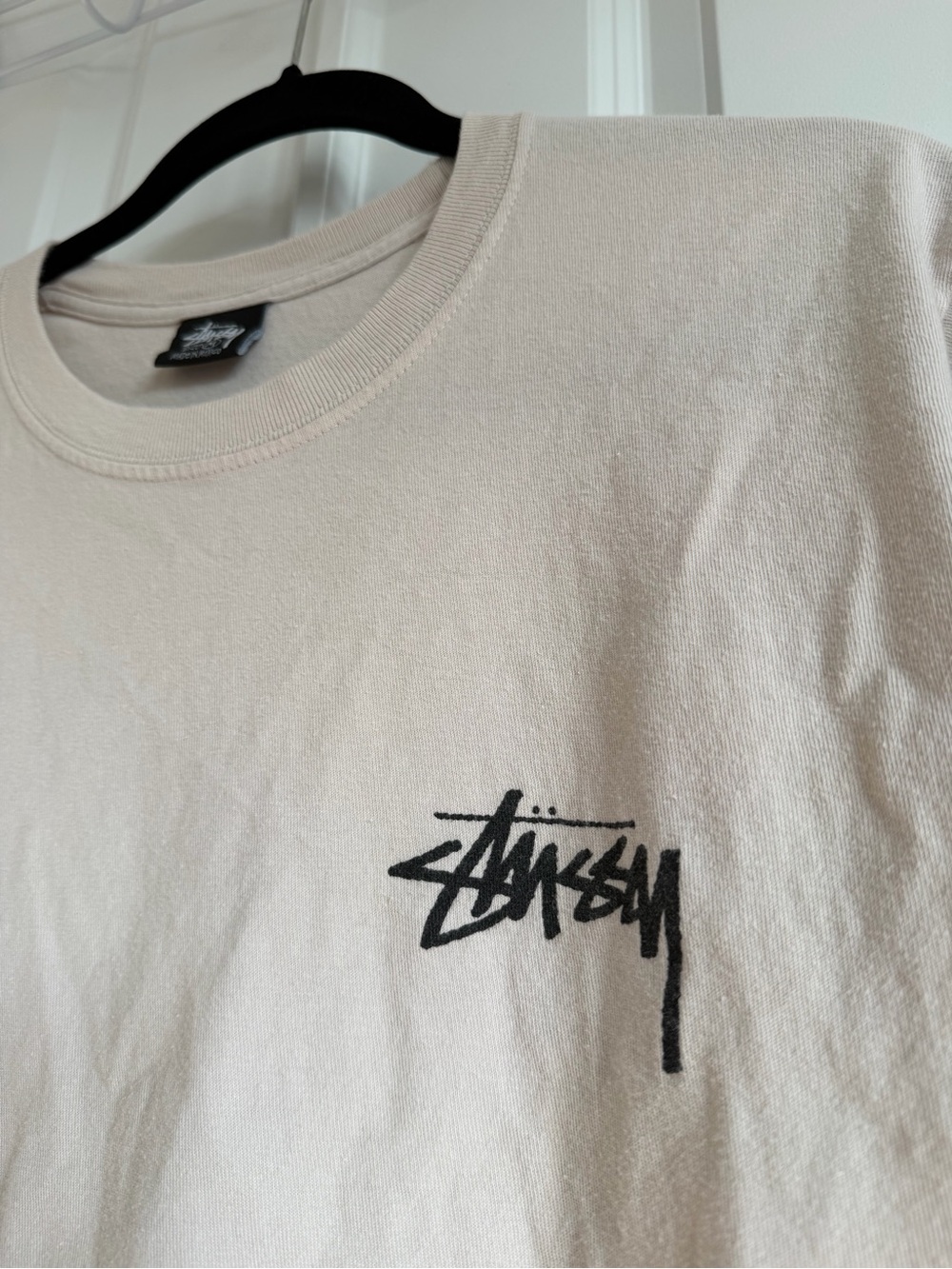 Stussy Beige Short-Sleeve Tee with Purple Dice Graphic - Picture 4 of 5